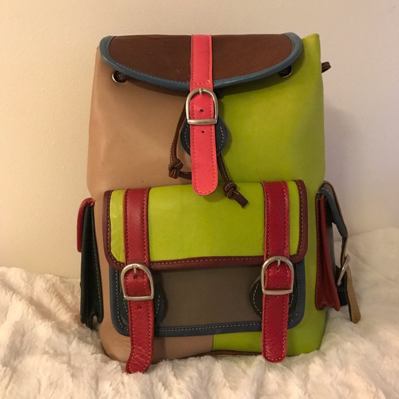 What Daisy Did Handbags - Recycled Leather Multicolor Backpack